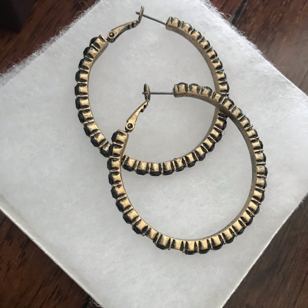 Baublebar gold and black hoop earrings gem - Picture 1 of 5
